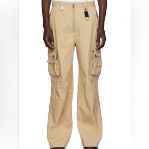 C2H4 Men’s Beige Khaki Construction Cargo Pants‎ Size Medium